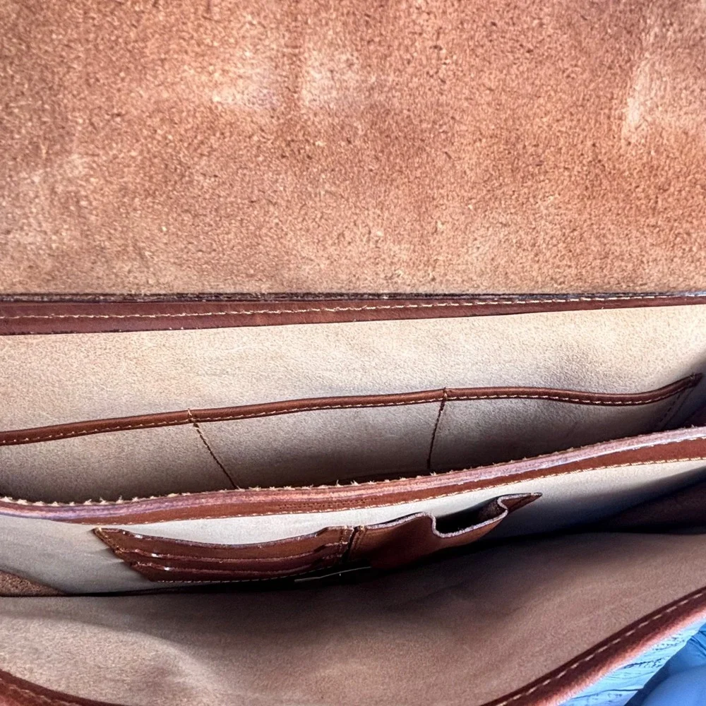 Italian Leather Briefcase Messenger Bag‎ Turnlock Medici Firenze Veg-Tanned
